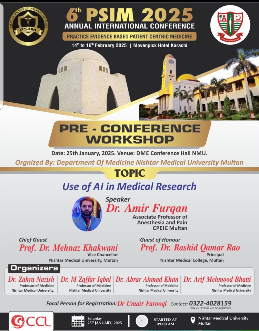 Use of AI in Medical Research Workshop at Nishtar Medical University Use of AI in Medical Research Workshop at Nishtar Medical University